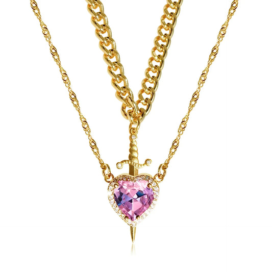 Dagger Heart Couples Necklace Set