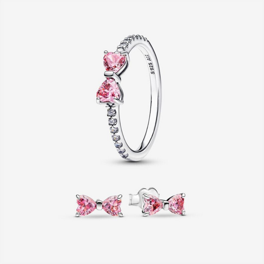 Sparkling Pink Bow Ring