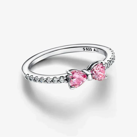 Sparkling Pink Bow Ring