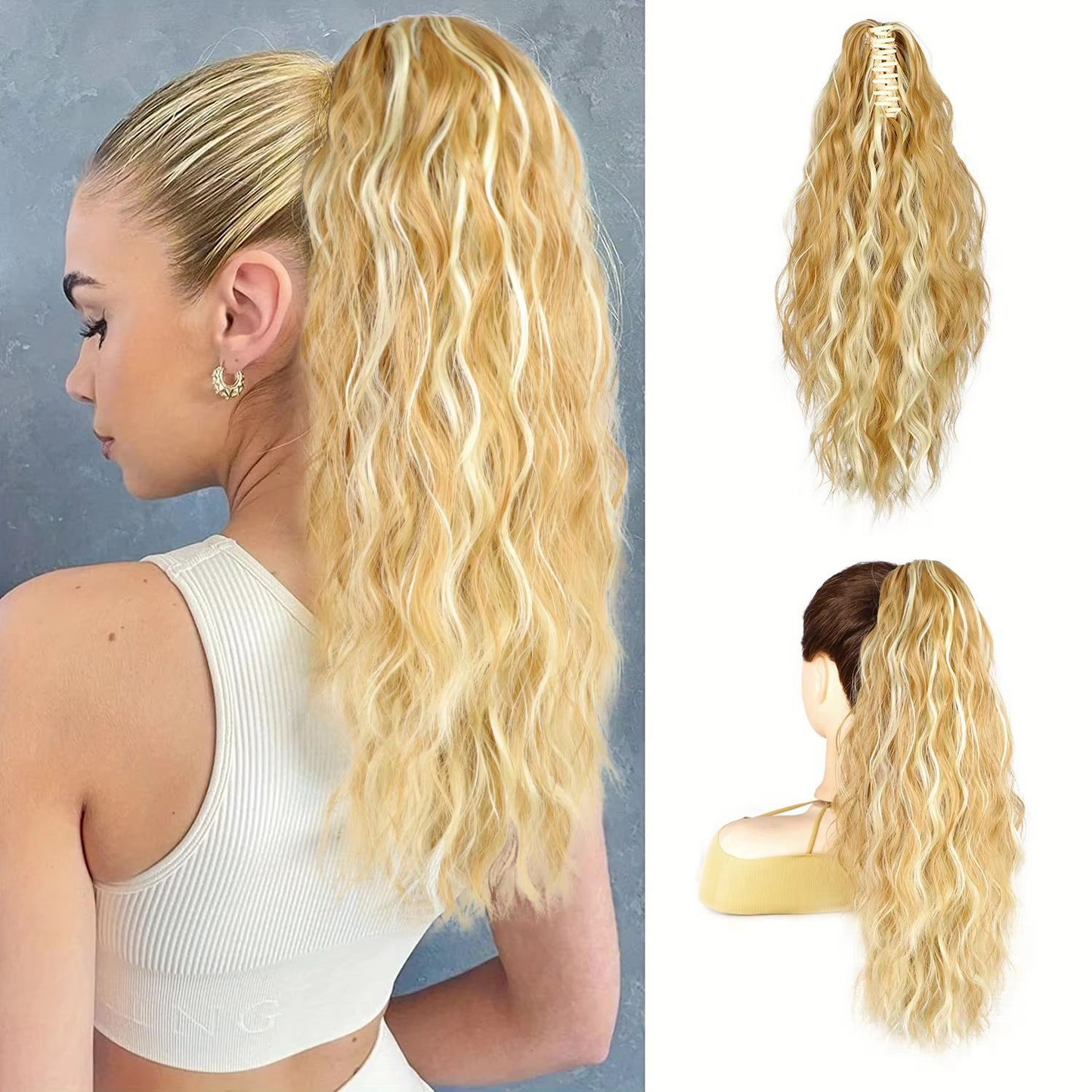 18 Inch Wavy Hair Extension with Ponytail