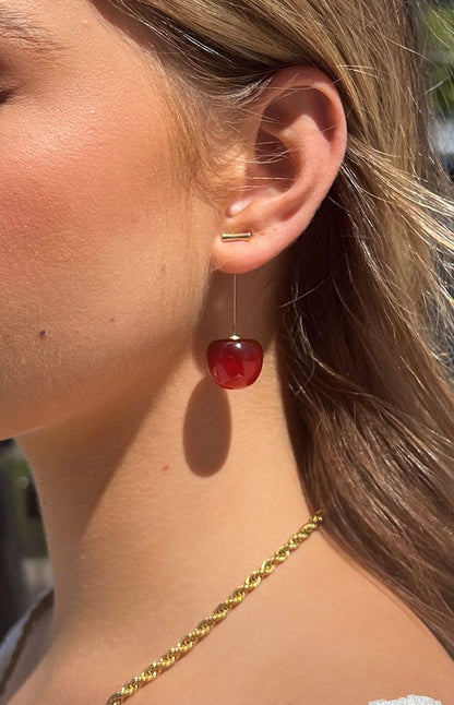 Cherry Earrings and Cherry Charm