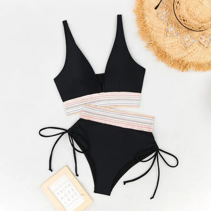 Waverly™ Deep-V Chevron High-Waist Bikini Set