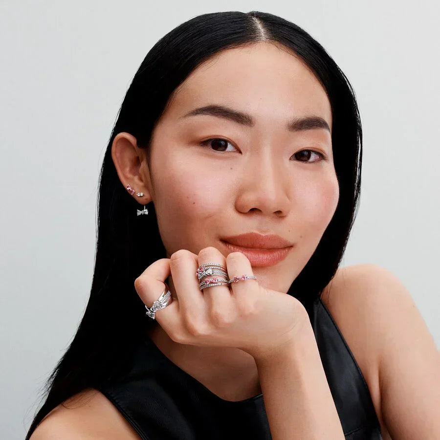 Sparkling Pink Bow Ring