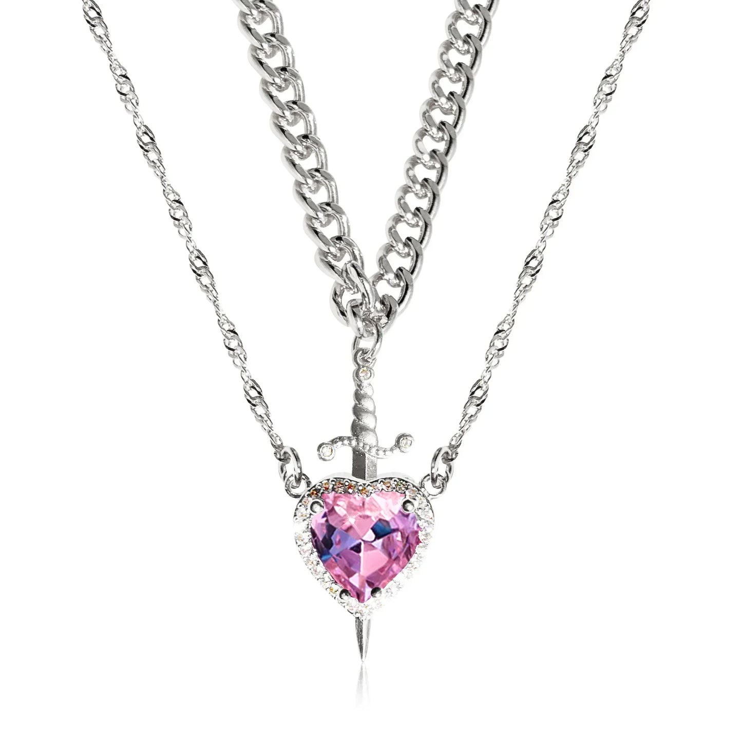 Dagger Heart Couples Necklace Set