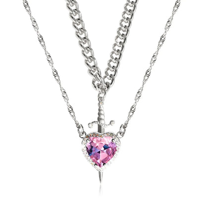 Dagger Heart Couples Necklace Set