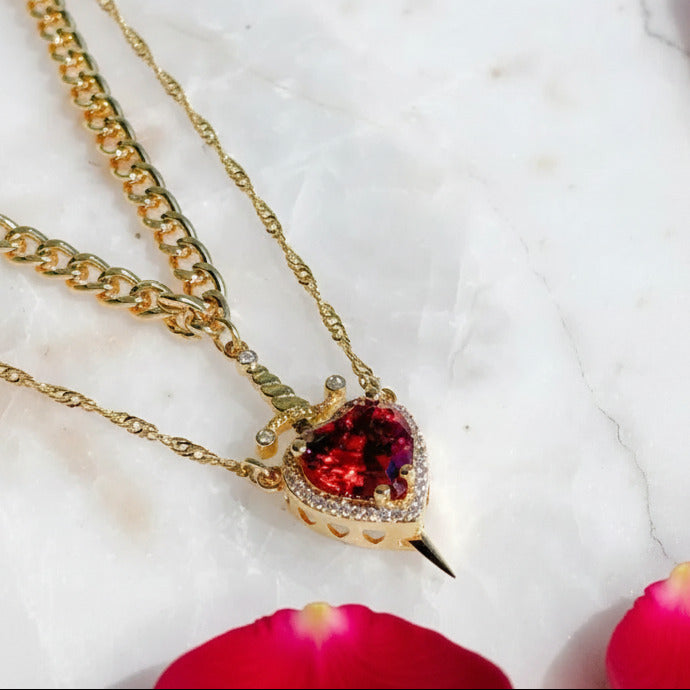 Dagger Heart Couples Necklace Set