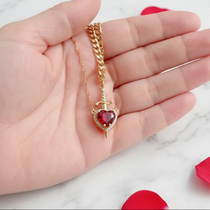 Dagger Heart Couples Necklace Set