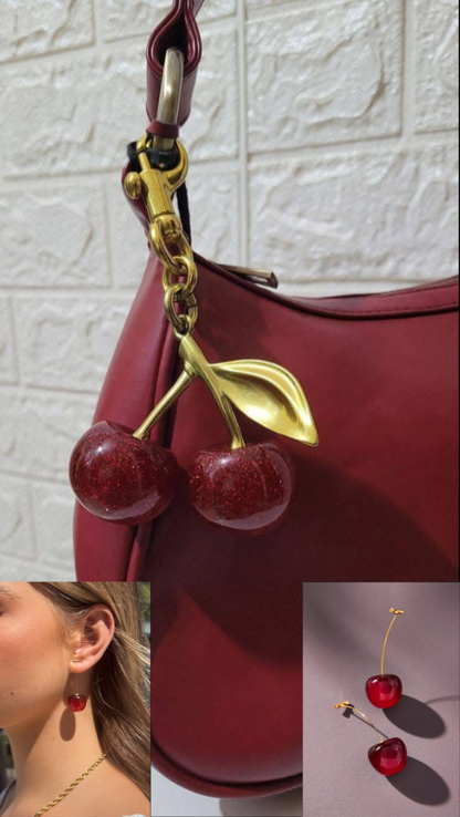 Cherry Earrings and Cherry Charm